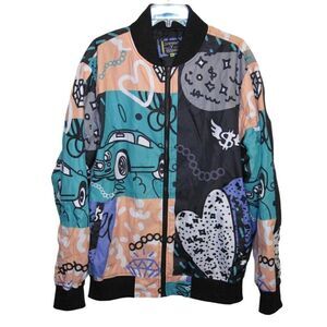 Screenshot Brand‎ Colorful Graphic Bomber Jacket Size XL 1970s, Hip Hop, Urban